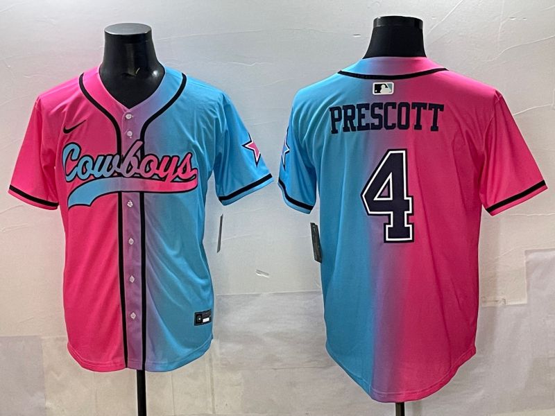 Men 2025 Dallas Cowboys #4 Prescott Blue pink Nike Limited NFL Jersey style 001->dallas cowboys->NFL Jersey